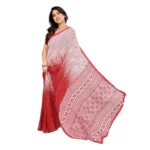Generic Women's Georgette Printed Saree With Unstitched Blouse 5.5Mtr (Red) - Image 2