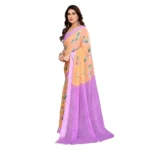 Generic Women's Georgette Printed Saree With Unstitched Blouse 5.5Mtr (Orange) - Image 2