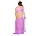 Generic Women's Georgette Printed Saree With Unstitched Blouse 5.5Mtr (Orange) - Image 4