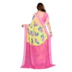 Generic Women's Georgette Printed Saree With Unstitched Blouse 5.5Mtr (Yellow) - Image 3