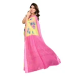Generic Women's Georgette Printed Saree With Unstitched Blouse 5.5Mtr (Yellow) - Image 2