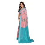 Generic Women's Georgette Printed Saree With Unstitched Blouse 5.5Mtr (Pink) - Image 4