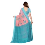 Generic Women's Georgette Printed Saree With Unstitched Blouse 5.5Mtr (Pink) - Image 3