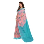 Generic Women's Georgette Printed Saree With Unstitched Blouse 5.5Mtr (Pink) - Image 2