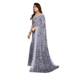 Generic Women's Georgette Printed Saree With Unstitched Blouse 5.5Mtr (Grey) - Image 4