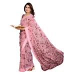 Generic Women's Georgette Printed Saree With Unstitched Blouse 5.5Mtr (Pink) - Image 2