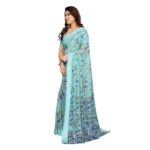 Generic Women's Georgette Printed Saree With Unstitched Blouse 5.5Mtr (Blue) - Image 4