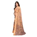 Generic Women's Georgette Printed Saree With Unstitched Blouse 5.5Mtr (Orange) - Image 4