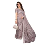 Generic Women's Georgette Printed Saree With Unstitched Blouse 5.5Mtr (Grey) - Image 2