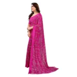 Generic Women's Georgette Printed Saree With Unstitched Blouse 5.5Mtr (Pink) - Image 4