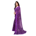 Generic Women's Georgette Printed Saree With Unstitched Blouse 5.5Mtr (Purple) - Image 4