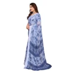 Generic Women's Georgette Printed Saree With Unstitched Blouse 5.5Mtr (Light Blue) - Image 4