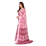 Generic Women's Georgette Printed Saree With Unstitched Blouse 5.5Mtr (Pink) - Image 4