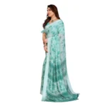 Generic Women's Georgette Printed Saree With Unstitched Blouse 5.5Mtr (Green) - Image 4