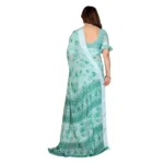 Generic Women's Georgette Printed Saree With Unstitched Blouse 5.5Mtr (Green) - Image 3