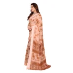 Generic Women's Georgette Printed Saree With Unstitched Blouse 5.5Mtr (Brown) - Image 4
