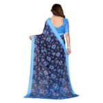 Generic Women's Georgette Printed Saree With Unstitched Blouse 5.5Mtr (Blue) - Image 3