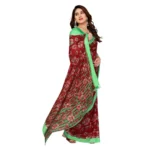 Generic Women's Georgette Printed Saree With Unstitched Blouse 5.5Mtr (Red) - Image 2