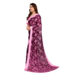 Generic Women's Georgette Printed Saree With Unstitched Blouse 5.5Mtr (Pink) - Image 4