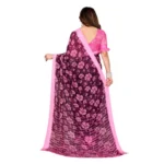 Generic Women's Georgette Printed Saree With Unstitched Blouse 5.5Mtr (Pink) - Image 3