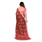 Generic Women's Georgette Printed Saree With Unstitched Blouse 5.5Mtr (Maroon) - Image 3