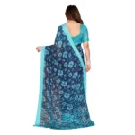 Generic Women's Georgette Printed Saree With Unstitched Blouse 5.5Mtr (Sky Blue) - Image 3