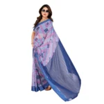 Generic Women's Georgette Printed Saree With Unstitched Blouse 5.5Mtr (Blue) - Image 3