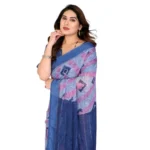 Generic Women's Georgette Printed Saree With Unstitched Blouse 5.5Mtr (Blue) - Image 2