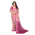 Generic Women's Georgette Printed Saree With Unstitched Blouse 5.5Mtr (Pink)