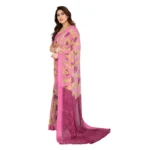Generic Women's Georgette Printed Saree With Unstitched Blouse 5.5Mtr (Pink) - Image 4