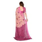 Generic Women's Georgette Printed Saree With Unstitched Blouse 5.5Mtr (Pink) - Image 3