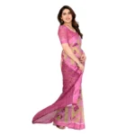Generic Women's Georgette Printed Saree With Unstitched Blouse 5.5Mtr (Pink) - Image 2