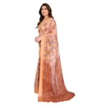 Generic Women's Georgette Printed Saree With Unstitched Blouse 5.5Mtr (Orange) - Image 4