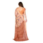 Generic Women's Georgette Printed Saree With Unstitched Blouse 5.5Mtr (Orange) - Image 3