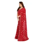 Generic Women's Georgette Printed Saree With Unstitched Blouse 5.5Mtr (Red) - Image 4
