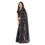 Generic Women's Georgette Printed Saree With Unstitched Blouse 5.5Mtr (Black) - Image 4