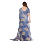 Generic Women's Georgette Printed Saree With Unstitched Blouse 5.5Mtr (Blue) - Image 3