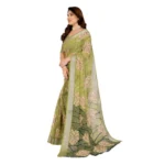Generic Women's Georgette Printed Saree With Unstitched Blouse 5.5Mtr (Green) - Image 4
