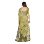 Generic Women's Georgette Printed Saree With Unstitched Blouse 5.5Mtr (Green) - Image 3