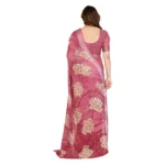 Generic Women's Georgette Printed Saree With Unstitched Blouse 5.5Mtr (Pink) - Image 3
