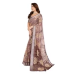 Generic Women's Georgette Printed Saree With Unstitched Blouse 5.5Mtr (Brown) - Image 4