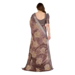 Generic Women's Georgette Printed Saree With Unstitched Blouse 5.5Mtr (Brown) - Image 3