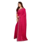 Generic Women's Georgette Printed Saree With Unstitched Blouse 5.5Mtr (Pink) - Image 4