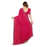 Generic Women's Georgette Printed Saree With Unstitched Blouse 5.5Mtr (Pink) - Image 3