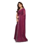 Generic Women's Georgette Printed Saree With Unstitched Blouse 5.5Mtr (Purple) - Image 4