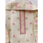 Generic Women's Banarasi Silk Printed Unstitched Salwar Suit Material With Dupatta (White, 3Mtrs) - Image 2