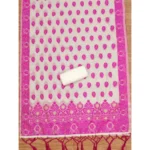 Generic Women's Banarasi Silk Printed Unstitched Salwar Suit Material With Dupatta (Pink, 3Mtrs) - Image 2