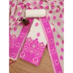 Generic Women's Banarasi Silk Printed Unstitched Salwar Suit Material With Dupatta (Pink, 3Mtrs) - Image 4