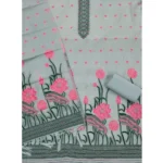 Generic Women's Banarasi Silk Printed Unstitched Salwar Suit Material With Dupatta (Grey, 3Mtrs) - Image 3