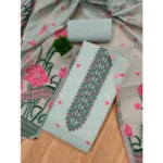 Generic Women's Banarasi Silk Printed Unstitched Salwar Suit Material With Dupatta (Grey, 3Mtrs) - Image 4